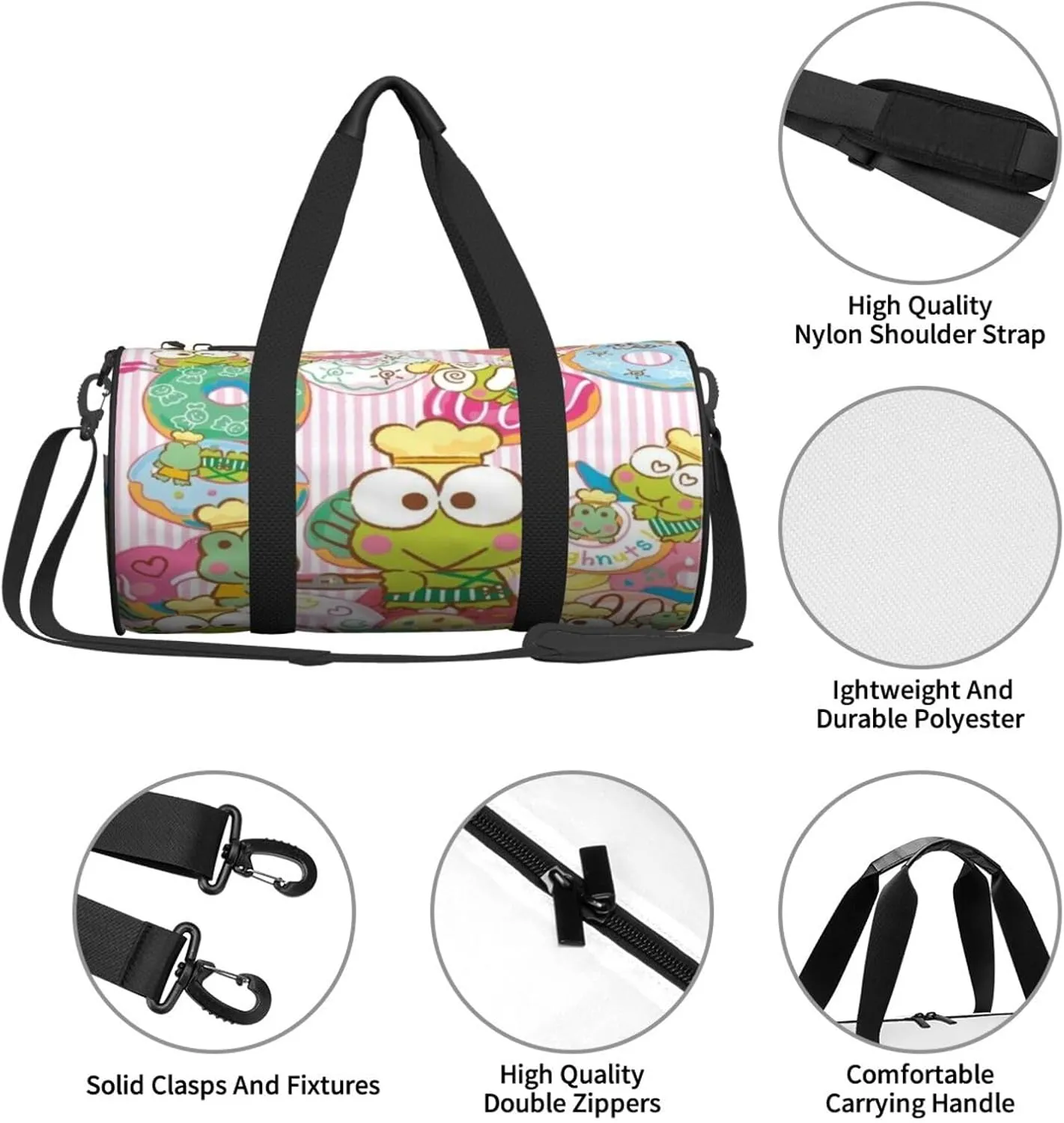 Ker-oppi Duffel Bag Large Capacity Portable Round Travel bag,Travel Sports Bag for Men and Women One Size