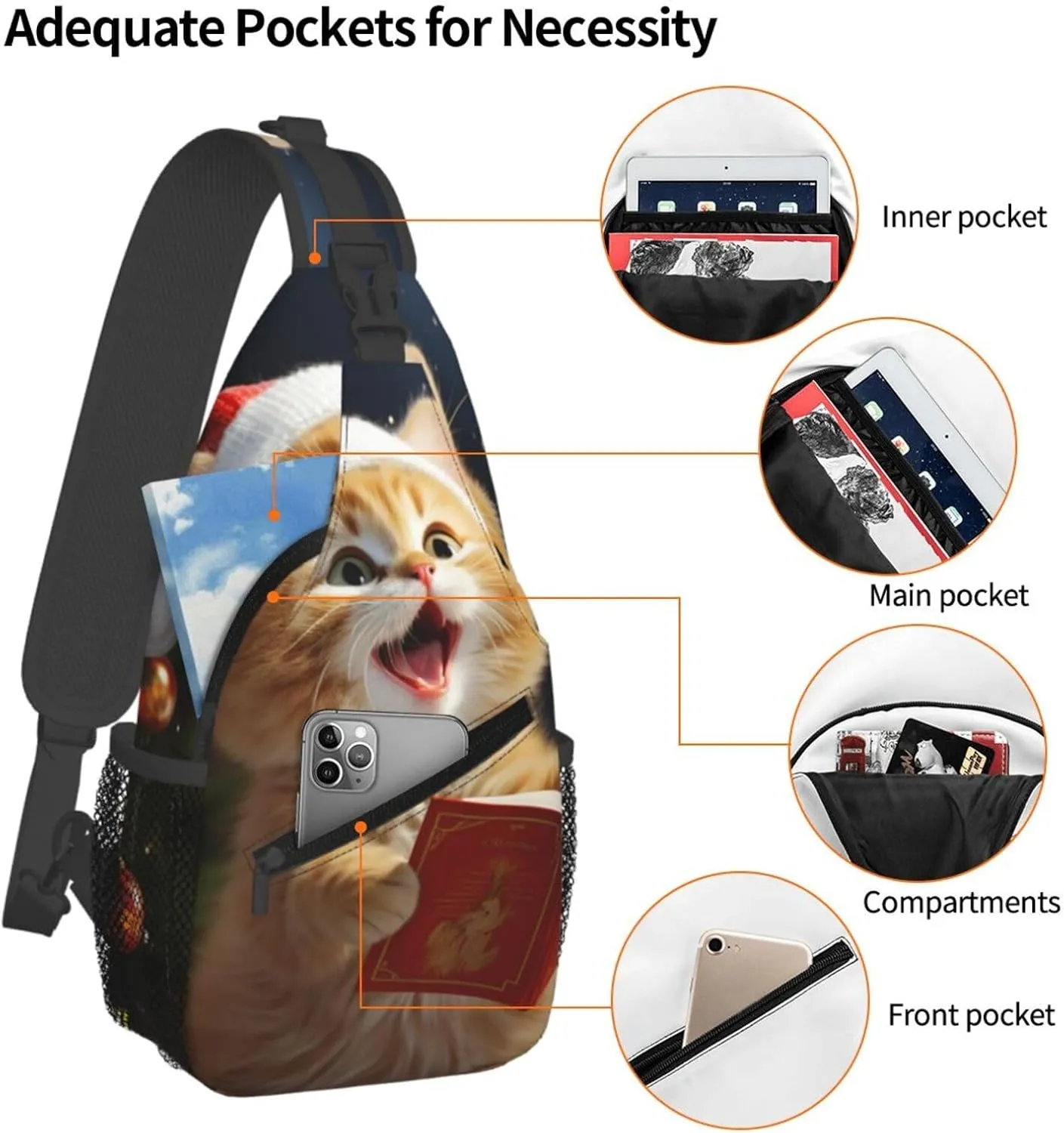 KHiry Sling Bag for Women Men Crossbody Bag Small Sling Backpack Polar Bears Northern Lights Chest Bag Hiking Daypack