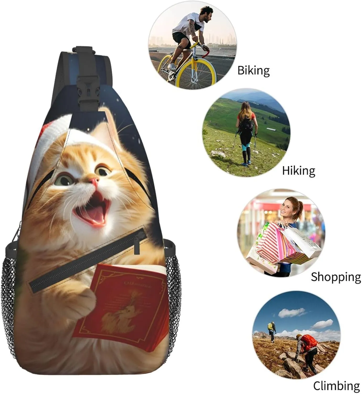 KHiry Sling Bag for Women Men Crossbody Bag Small Sling Backpack Polar Bears Northern Lights Chest Bag Hiking Daypack