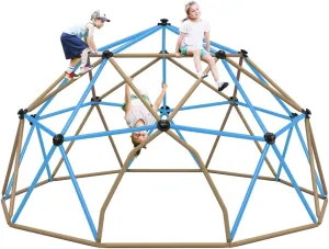 Kids Climbing Dome Tower - 12 ft Jungle Gym Geometric Playground Dome Climber Monkey Bars Play Center, Rust & UV Resistant Steel Supporting 1000 LBS (Coffee   Metal)