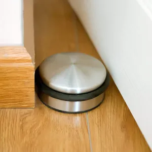 KINJOEK 3 Packs Heavy Duty No Drill Door Stopper, Stainless Steel Door Stop, Surrounded with Protective Rubber Bands Anti-Slip Door Wedge for Office, Home, Garage, Laundry Door