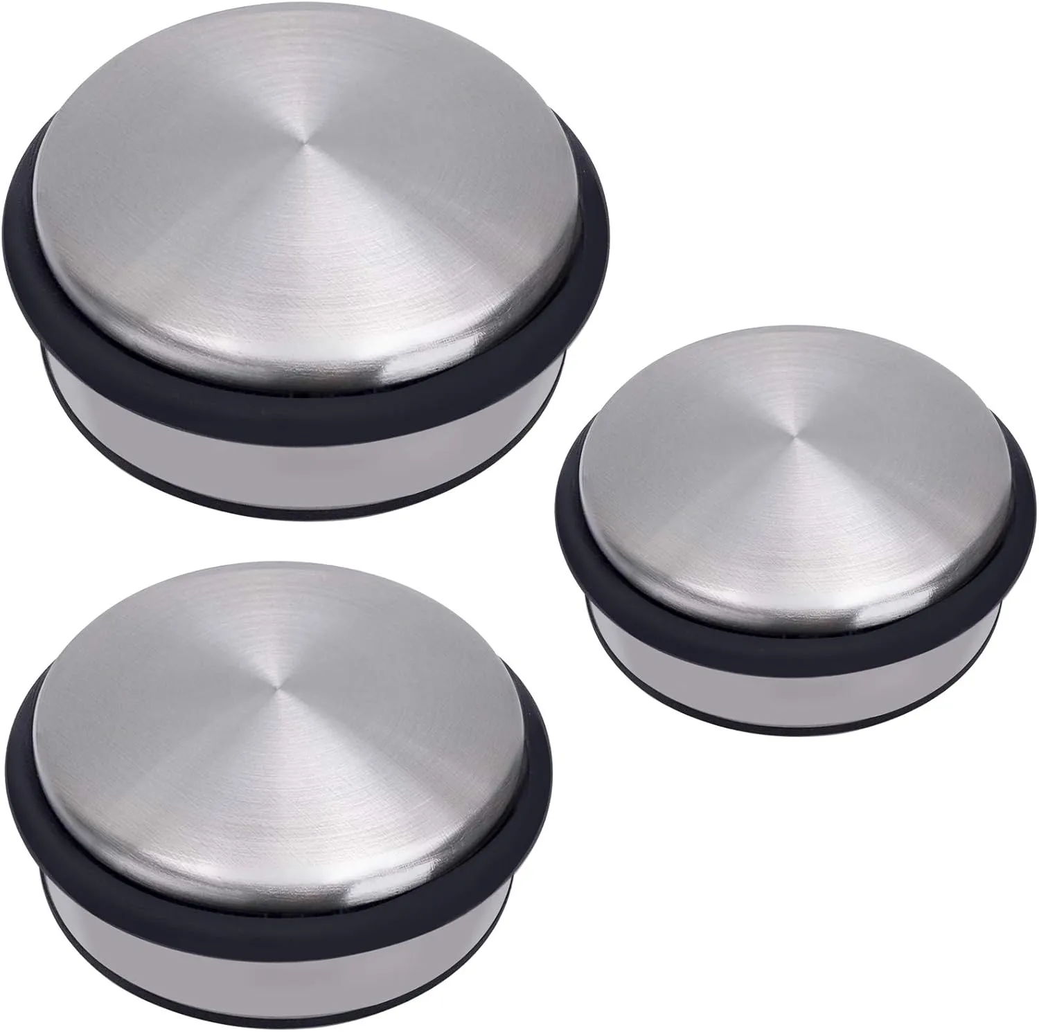KINJOEK 3 Packs Heavy Duty No Drill Door Stopper, Stainless Steel Door Stop, Surrounded with Protective Rubber Bands Anti-Slip Door Wedge for Office, Home, Garage, Laundry Door
