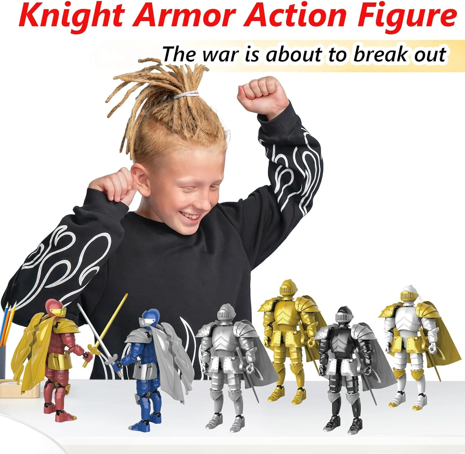 Knight Action Figures, Medieval Action Figures,Knight Armor Action Figure,Multi-Jointed Movable Robot Mannequin (6 Packs)