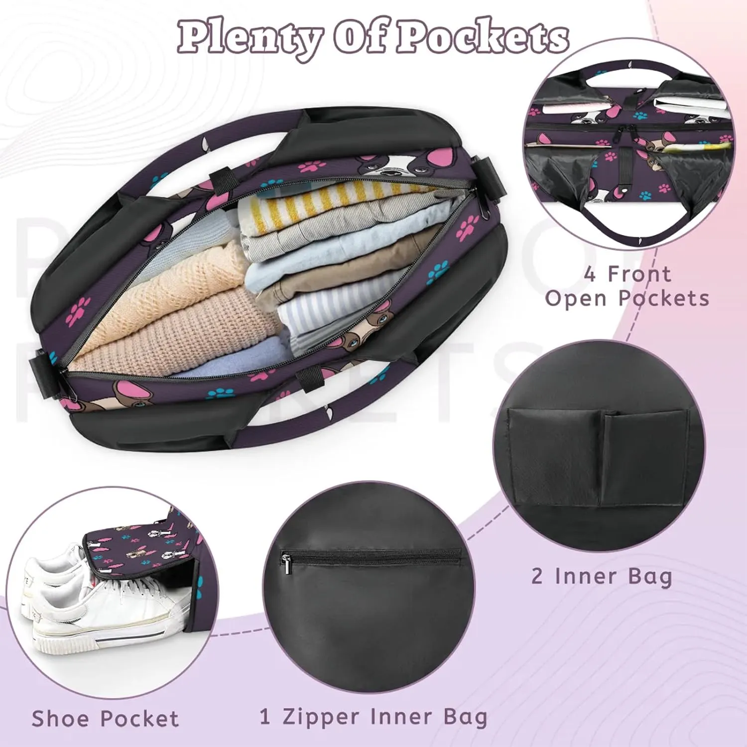 KOBLEN Yoga Gym Bags for Women Duffel Bag with Shoe Compartment and Yoga Mat Portable Weekender Bags for Pilates Travel Offices Workout Beach