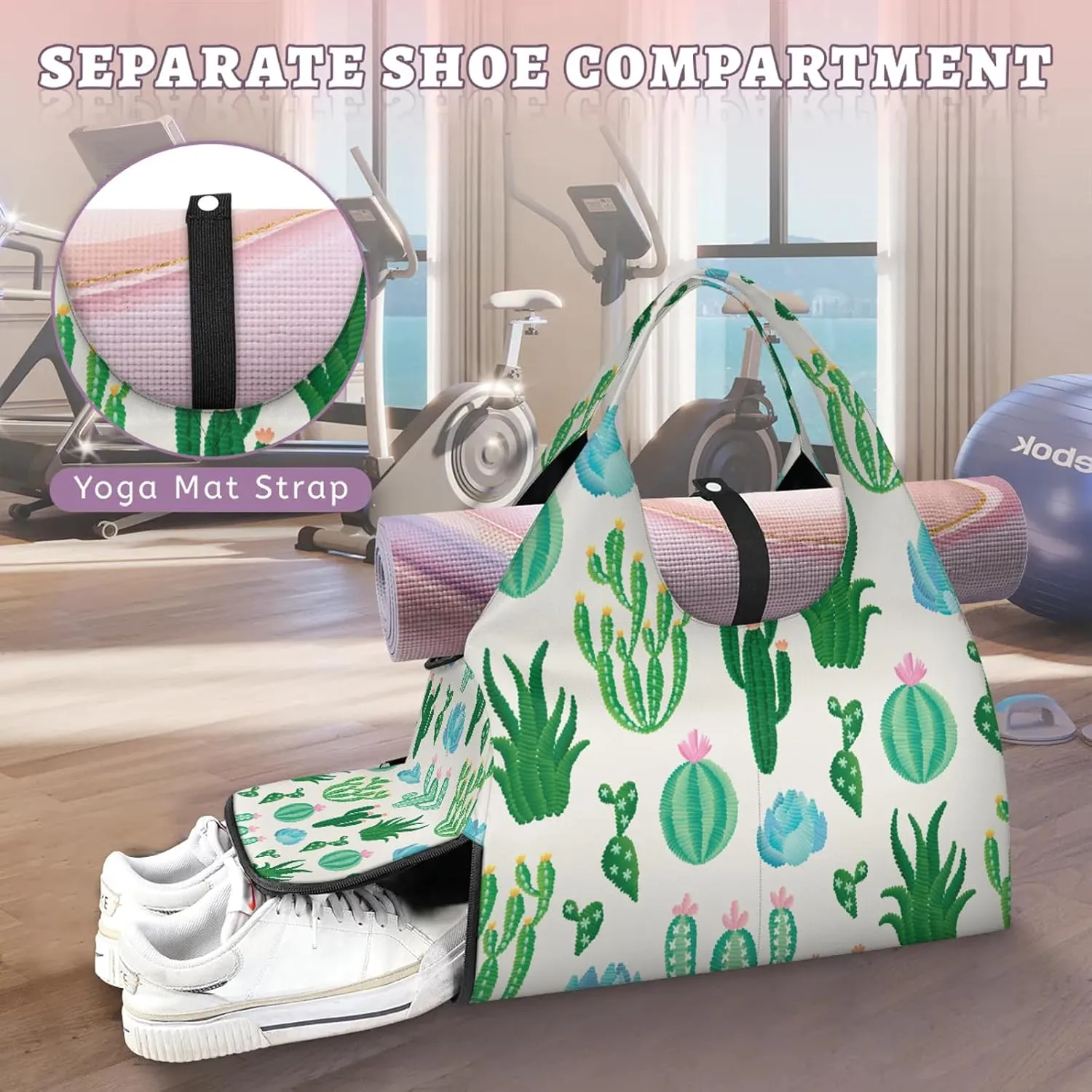 KOBLEN Yoga Gym Bags for Women Duffel Bag with Shoe Compartment and Yoga Mat Portable Weekender Bags for Pilates Travel Offices Workout Beach