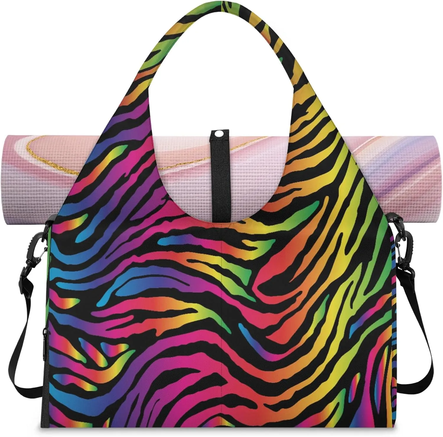 KOBLEN Yoga Gym Bags for Women Duffel Bag with Shoe Compartment and Yoga Mat Portable Weekender Bags for Pilates Travel Offices Workout Beach