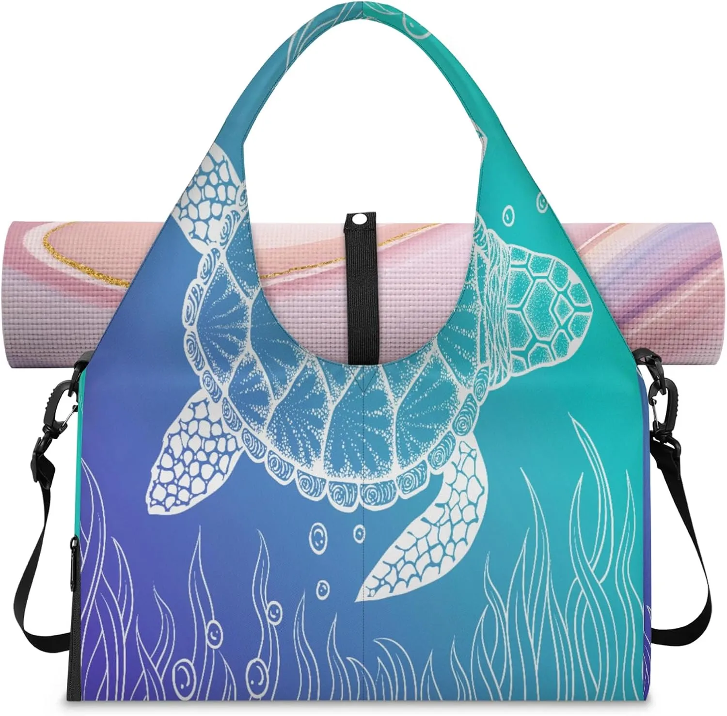 KOBLEN Yoga Gym Bags for Women Duffel Bag with Shoe Compartment and Yoga Mat Portable Weekender Bags for Pilates Travel Offices Workout Beach