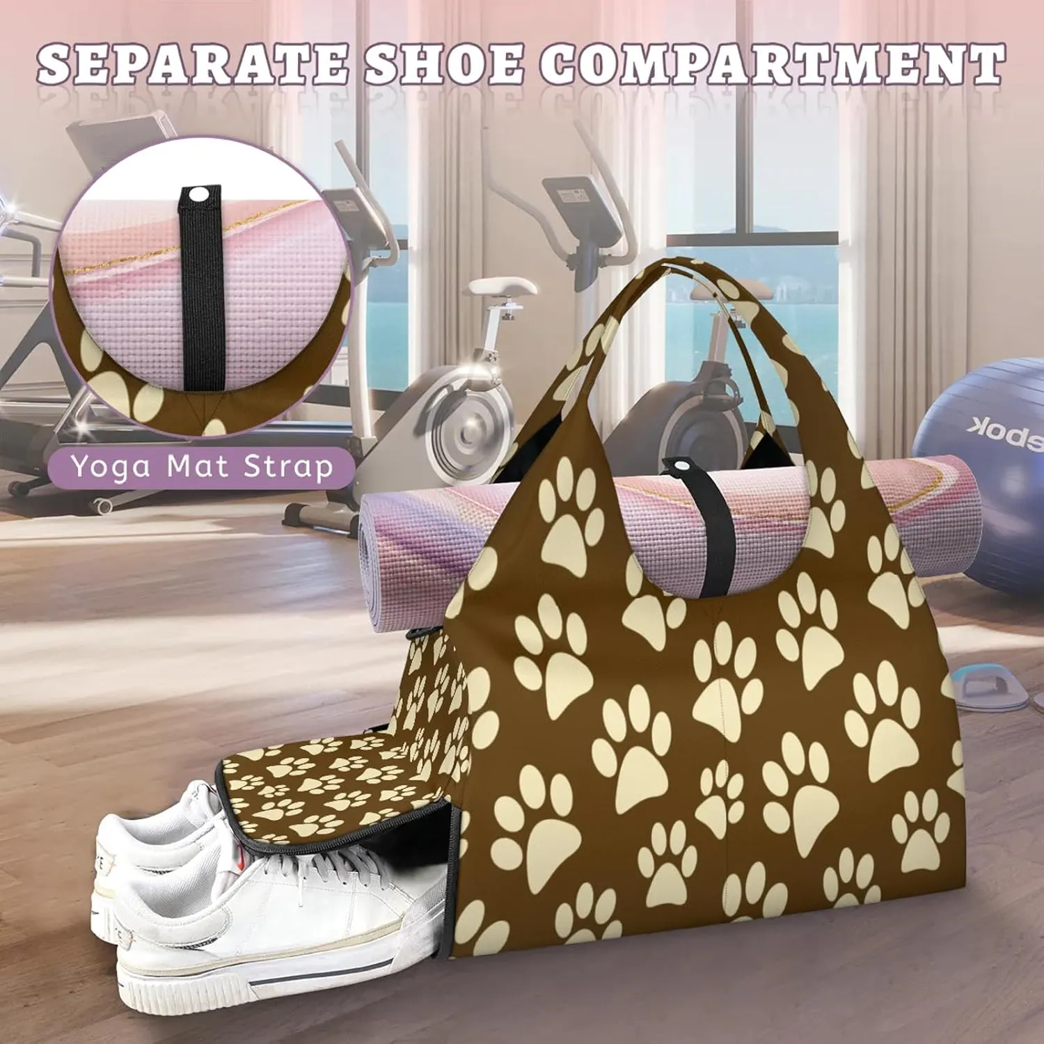 KOBLEN Yoga Gym Bags for Women Duffel Bag with Shoe Compartment and Yoga Mat Portable Weekender Bags for Pilates Travel Offices Workout Beach