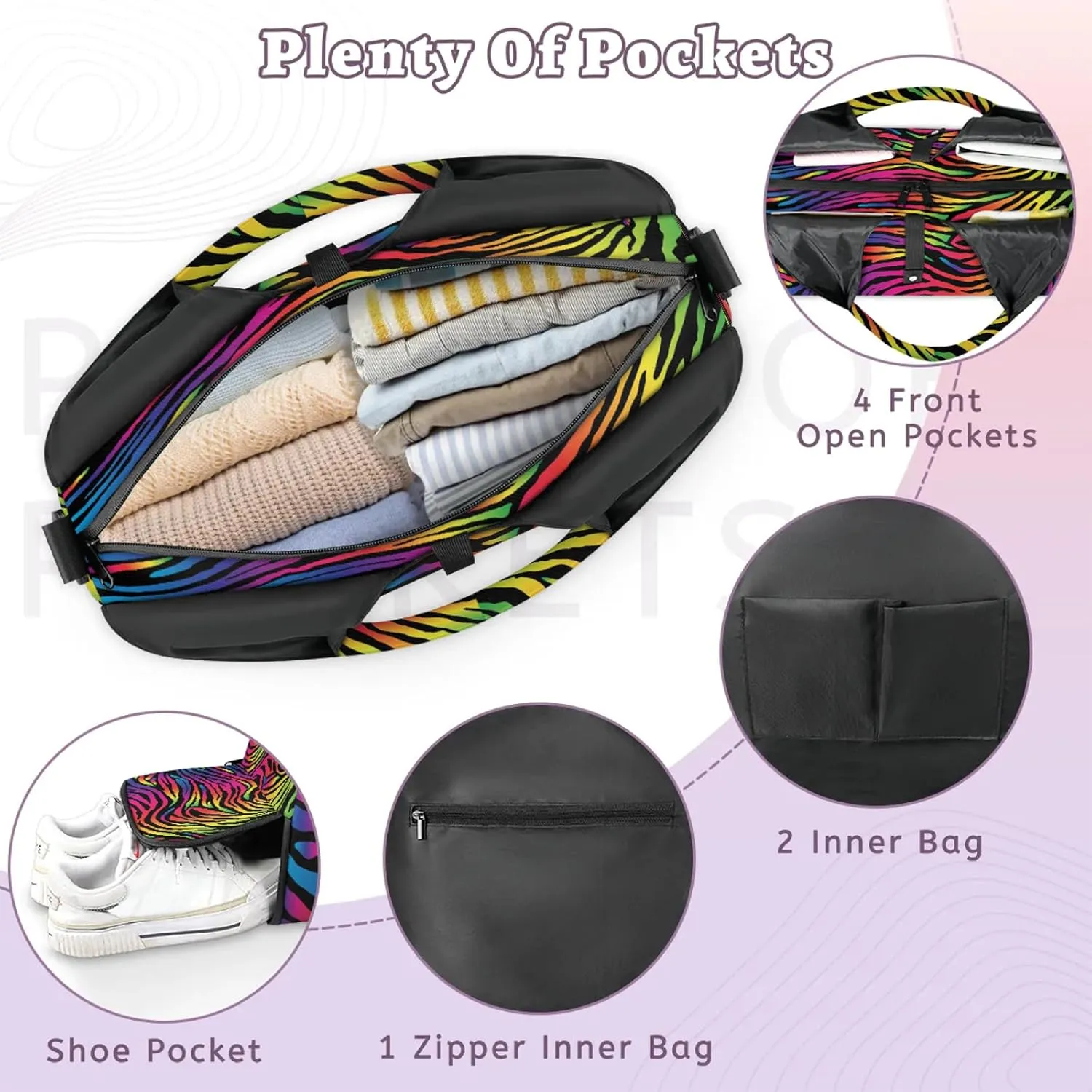 KOBLEN Yoga Gym Bags for Women Duffel Bag with Shoe Compartment and Yoga Mat Portable Weekender Bags for Pilates Travel Offices Workout Beach