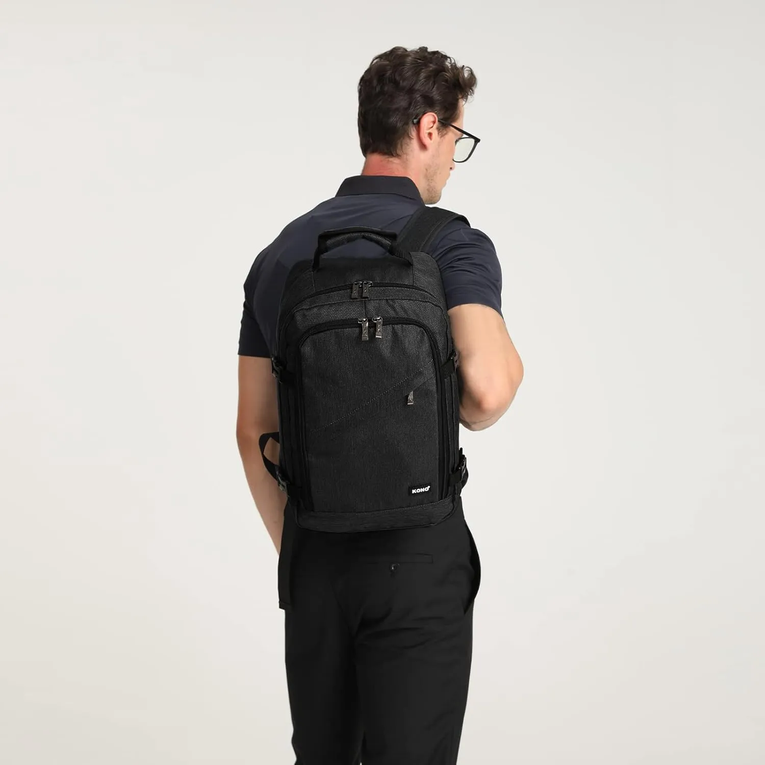 Kono Carry on Backpack, 16" Airplane Approved Under Seat Travel Backpack for Men and Women, Waterproof Lightweight Daypack for Flight 20L (Black, Small)