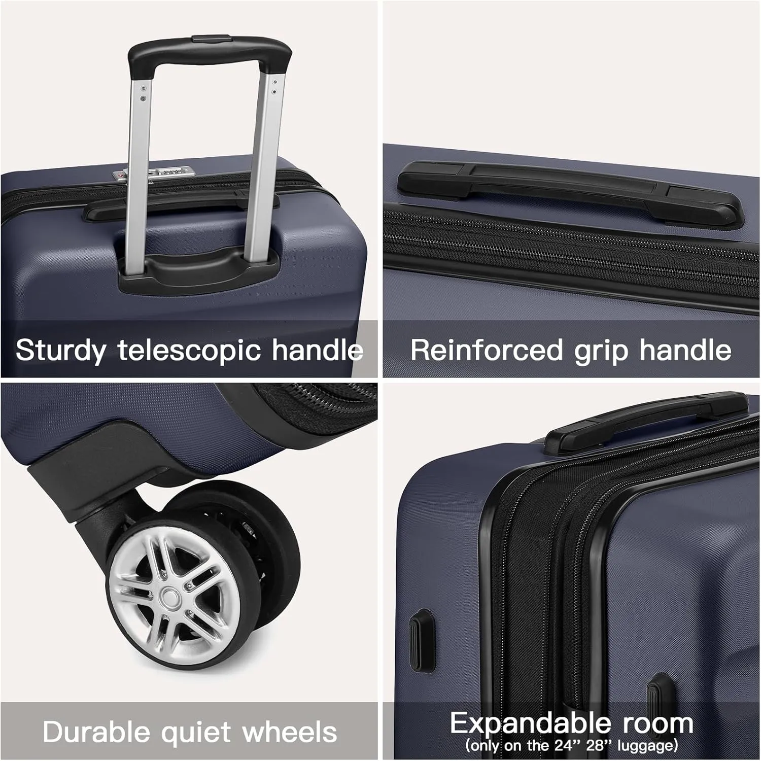 Kono Carry On Luggage 22x14x9 Airline Approved Lightweight Small Travel Suitcase with Spinner Wheels Hard Shell TSA Carry-On Navy
