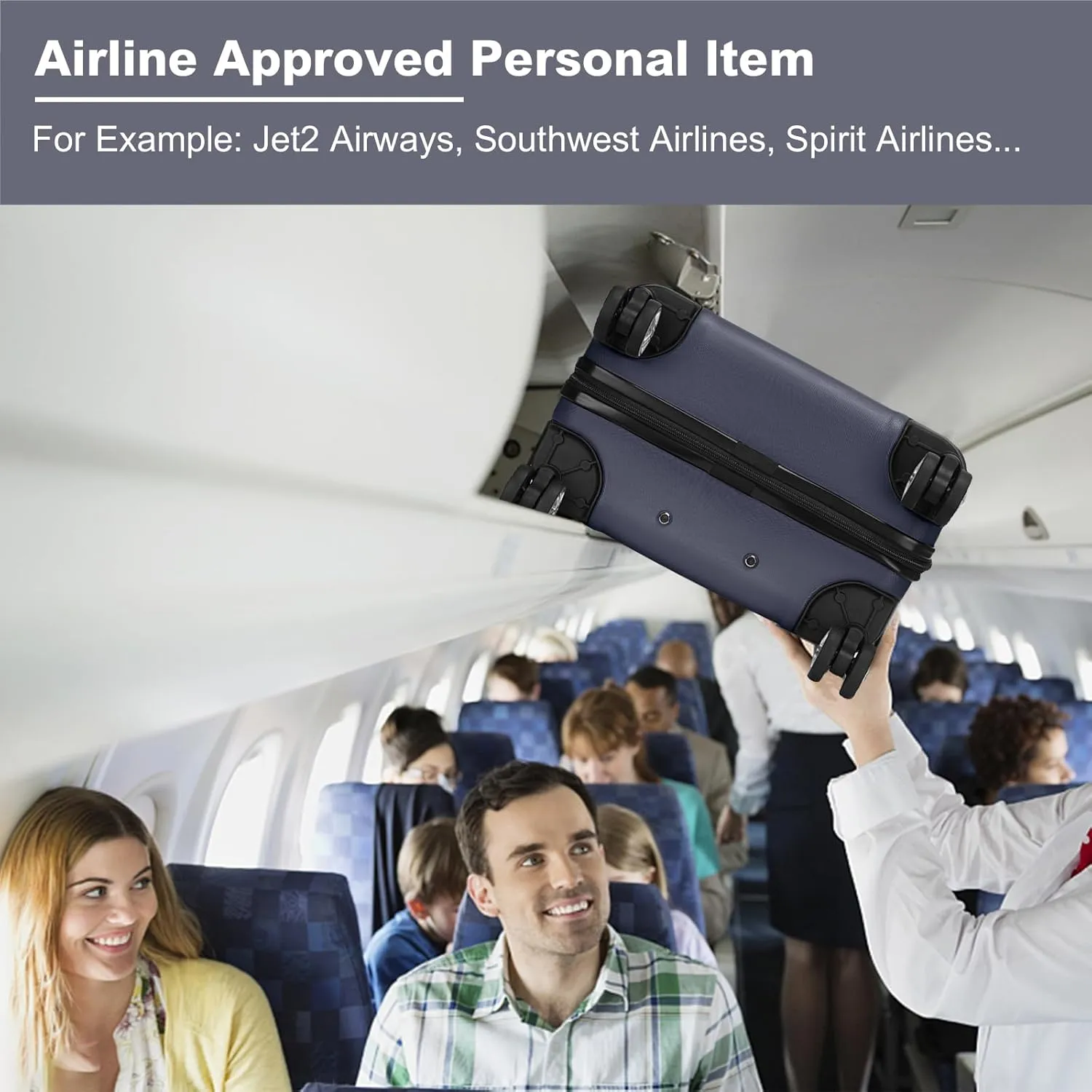 Kono Carry On Luggage 22x14x9 Airline Approved Lightweight Small Travel Suitcase with Spinner Wheels Hard Shell TSA Carry-On Navy