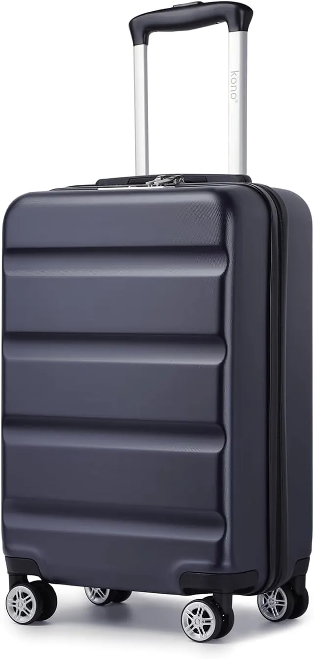 Kono Carry On Luggage 22x14x9 Airline Approved Lightweight Small Travel Suitcase with Spinner Wheels Hard Shell TSA Carry-On Navy