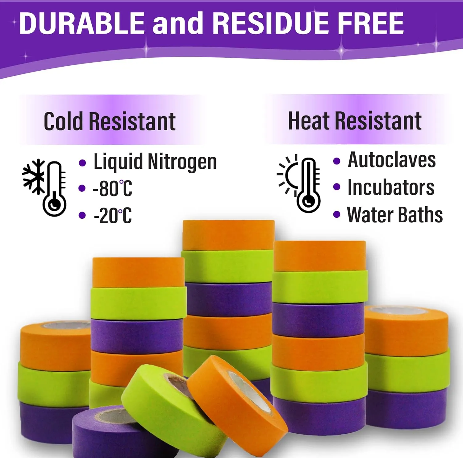 Laboratory Labeling Tape - 1200 inches Long x 1 inch Wide - Extreme Temperature Resistant - Water Resistant - Freezer, Autoclave, Lab Tape - 3 Pack, Green
