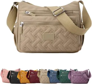 Ladies Multi Pocket Cross Body Bags Girls Handbag Shoulder Bag with Adjustable Wide Strap