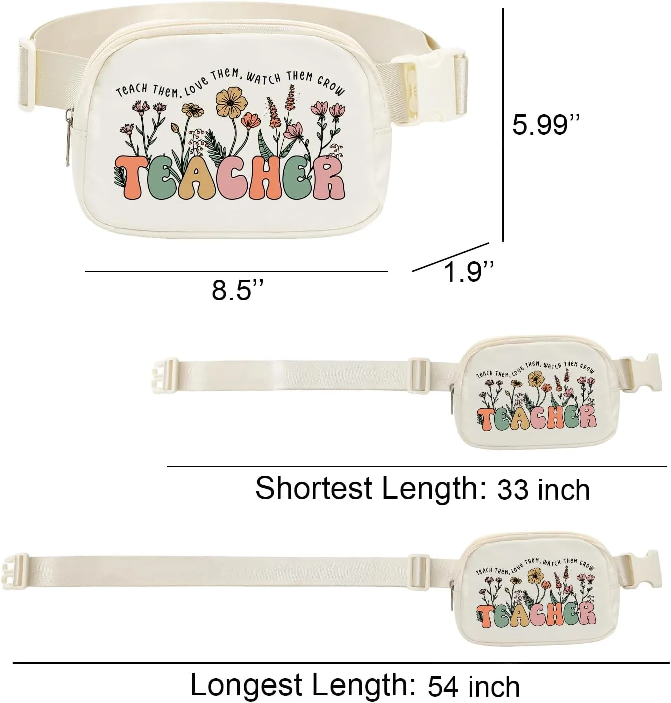 Lamyba Teacher Appreciation Gifts Teacher Gifts for Women Waterproof Fanny Pack for Women Adjustable Strap Waist Pack Crossbody Bag Lightweight Travel Bag for Teacher Beige