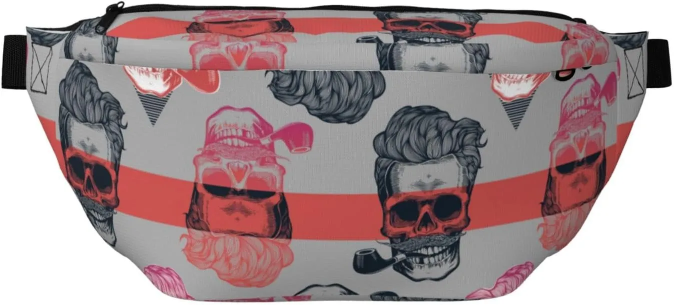 Large Fanny Packs for Women Men Cross Body - Artistic Pipe Skull Travel Crossbody Bags for Women Trendy, Belt Bag for Women Men Crossbody, Waist Bag for Women With Adjustable Strap