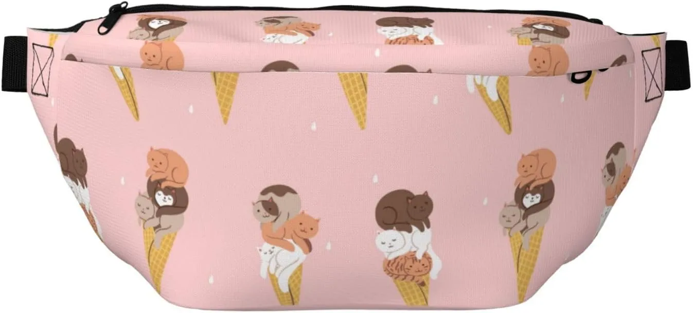 Large Fanny Packs for Women Men Cross Body - Funny Cartoon Cat Cone Travel Crossbody Bags for Women Trendy, Belt Bag for Women Men Crossbody, Waist Bag for Women With Adjustable Strap