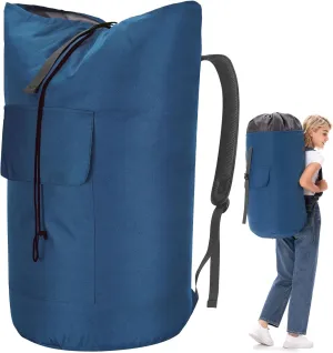 Laundry Bag Extra Large Heavy Duty, 115L Laundry Backpack with Padded Shoulder Strap, Dorm Room Essential for Guys, Navy Laundry Bags for College, XL Laundromat Bag, Laundry Duffle Bag for Camp