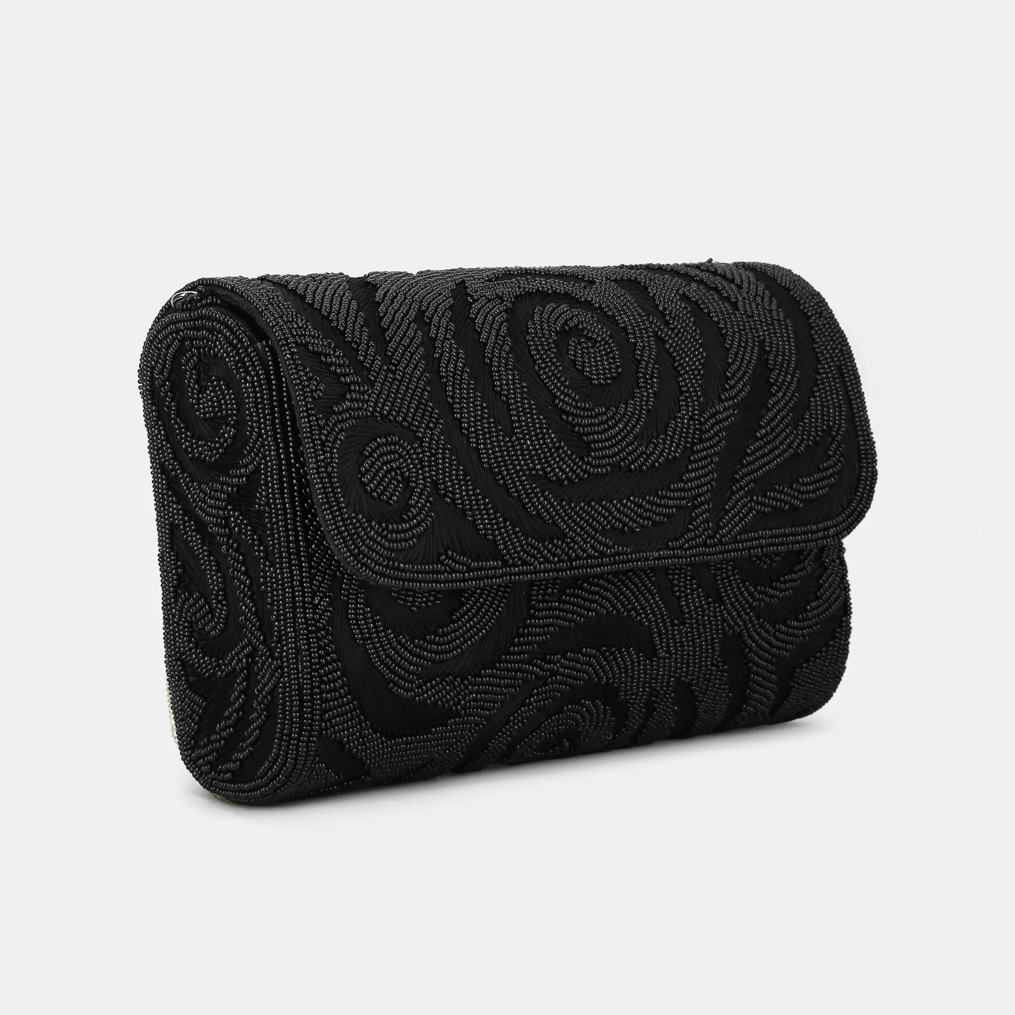 Lavie Luxe Gemmy Black Medium Women's Flap Clutch