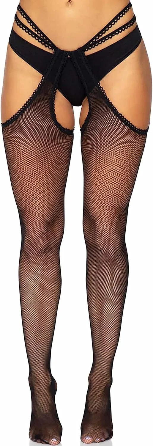 Leg Avenue womens Garter Belt Stocking Hosiery, Strappy Black, One Size US