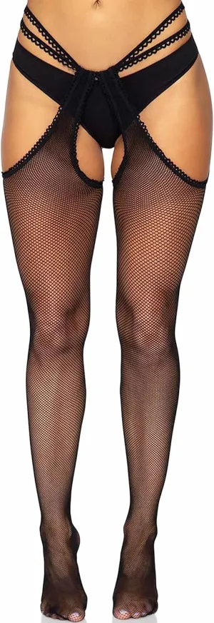 Leg Avenue womens Garter Belt Stocking Hosiery, Strappy Black, One Size US