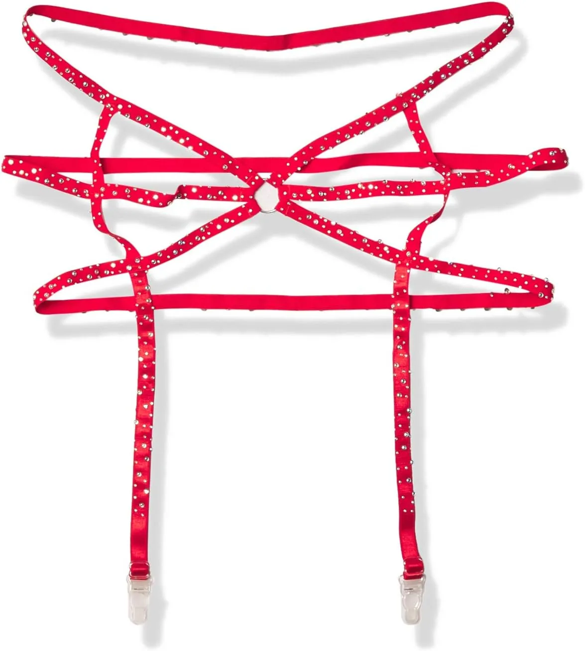 Leg Avenue womens Strappy Elastic Rhinestone Garter Belt