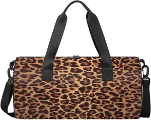 Leopard Print Travel Duffel Bag Wild Animal Fur Sports Gym Bag Men Women Sports Travel Luggage Bag 17.6”×9”×9 “ Duffel Bag Weekend Overnight Gym Bag Nvenient For Carrying