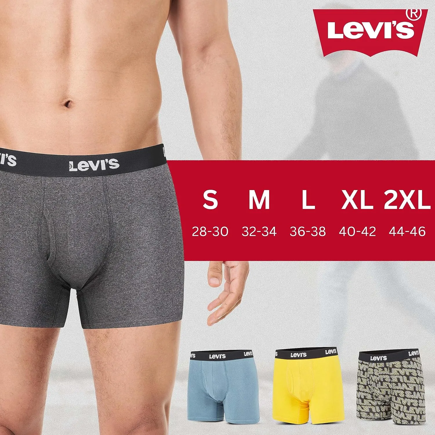 Levi's Mens Boxer Briefs Breathable Stretch Underwear 4 Pack