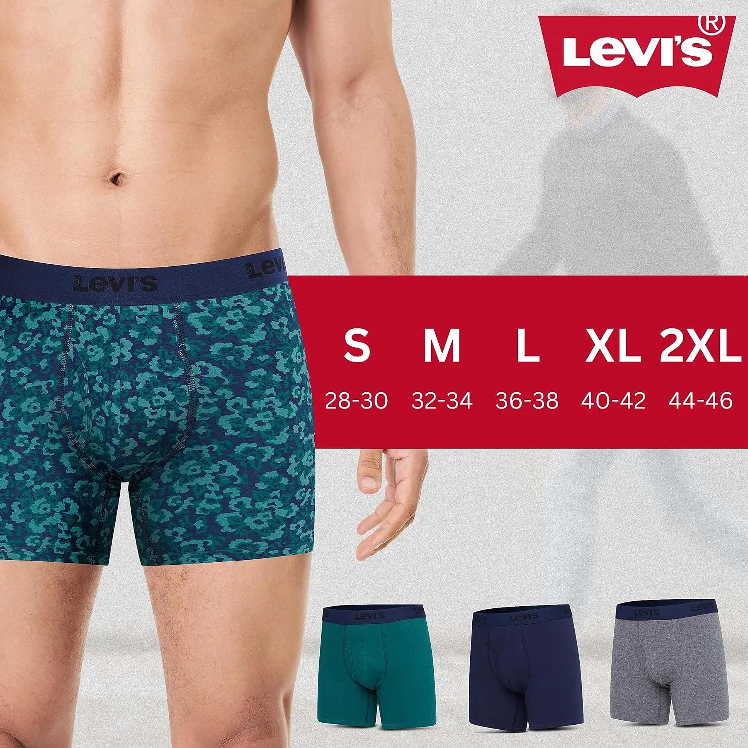 Levi's Mens Boxer Briefs Breathable Stretch Underwear 4 Pack