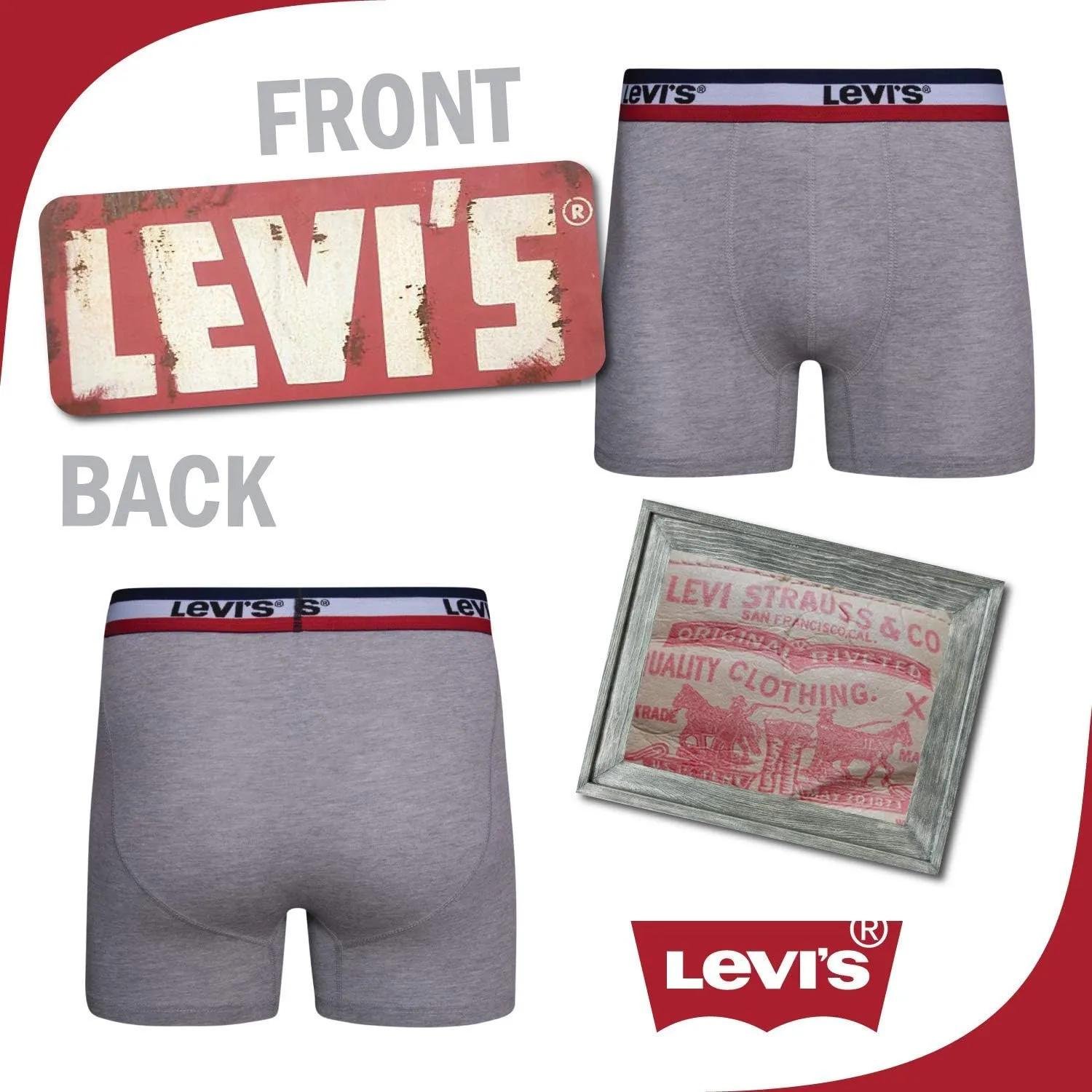Levi's Mens Boxer Briefs Breathable Stretch Underwear 4 Pack