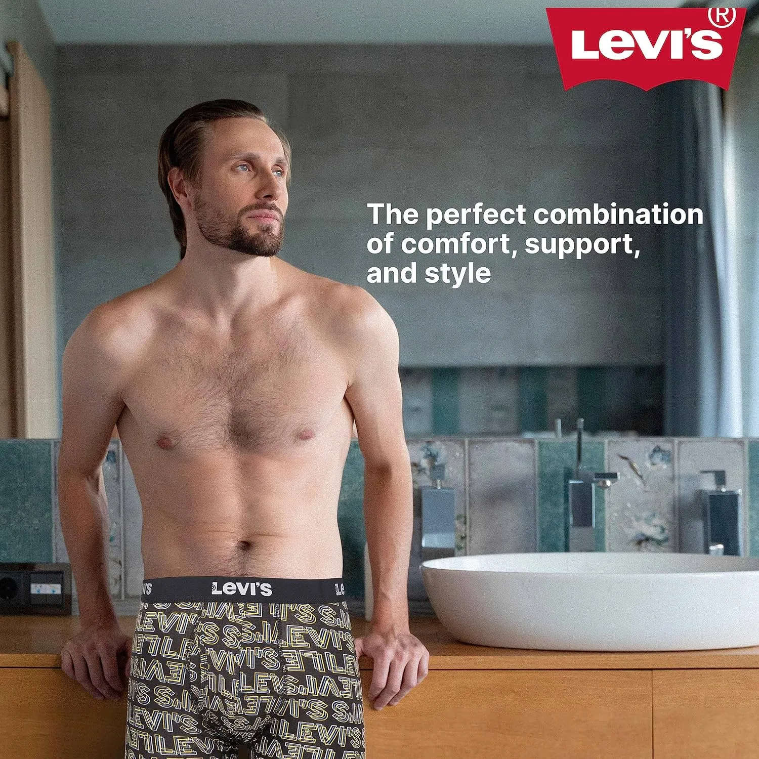 Levi's Mens Boxer Briefs Breathable Stretch Underwear 4 Pack