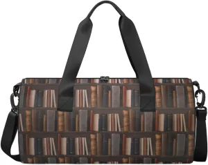Library Book Bookcase Travel Duffel Bag Vintage Bookshelf Sports Gym Bag Men Women Sports Travel Luggage Bag 17.6”×9”×9 “ Duffel Bag Weekend Overnight Gym Bag Nvenient For Carrying