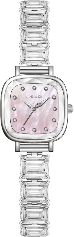 Light Luxury Square Diamond Quartz Ladies Analog Watch Vintage Elegant Waterproof Stylish Women's Watches for Small Wrists with Jewelry Clasp Women's Gift
