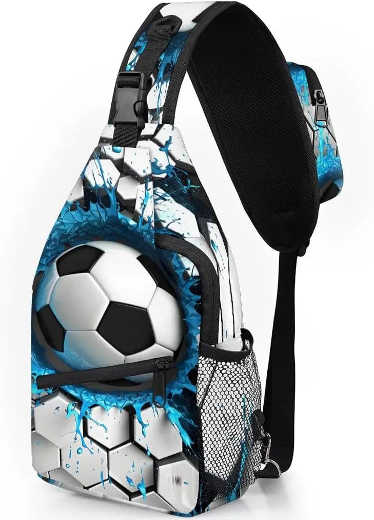 Light Wall Football Sling Bag for Women Men, Soccer Waterproof Crossbody Sling Backpack Sports Travel Outdoor Chest Bag
