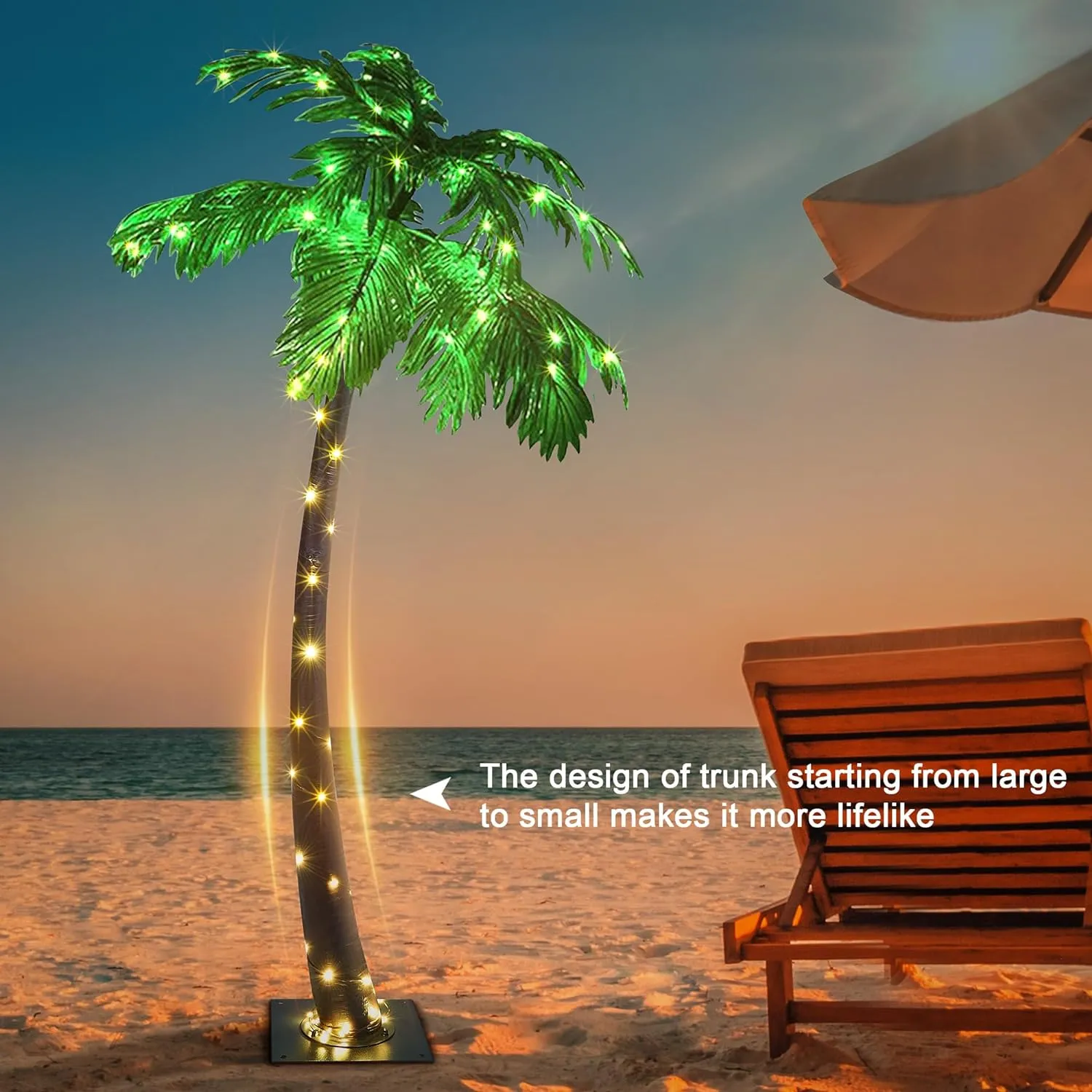 Lightshare 5FT Artificial Lighted Palm Tree, 56LED Lights, Decoration for Home,Party, Christmas, Nativity, Outside Patio
