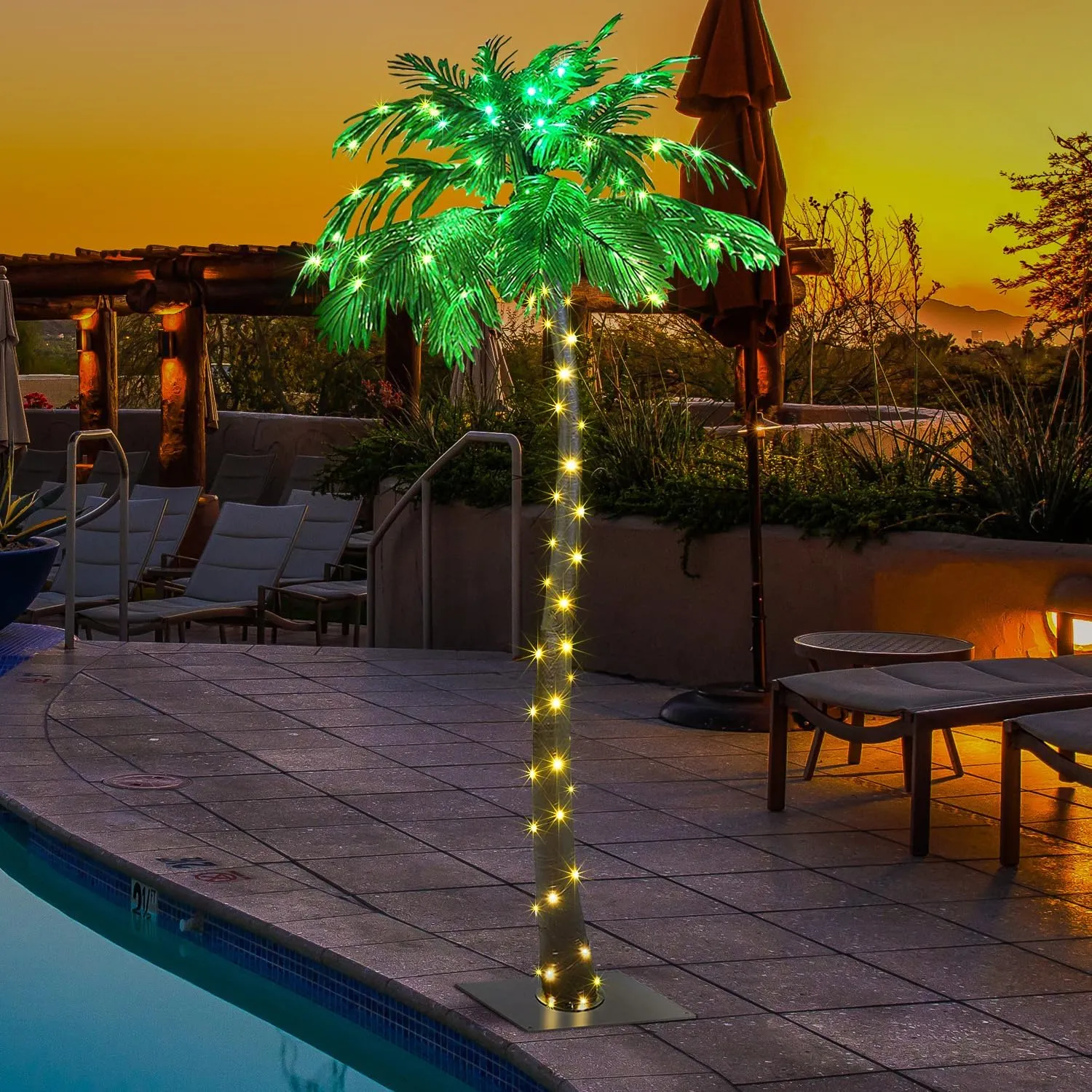 Lightshare 7 Feet Palm Tree, 96LED Lights, Decoration for Home, Party, Christmas, Nativity, Outdoor Patio