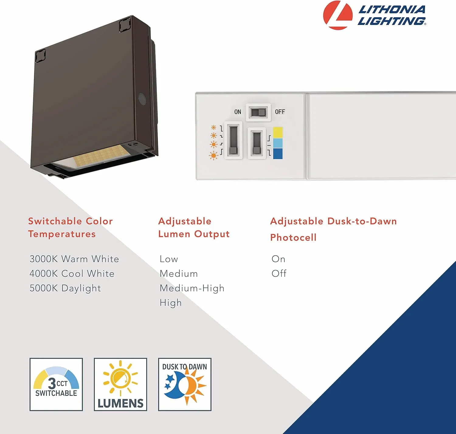 Lithonia Lighting WPX0 LED ALO SWW2 MVOLT PE DDBXD M2 Switchable Outdoor MVOLT Photocell Wallpack, Dark Bronze