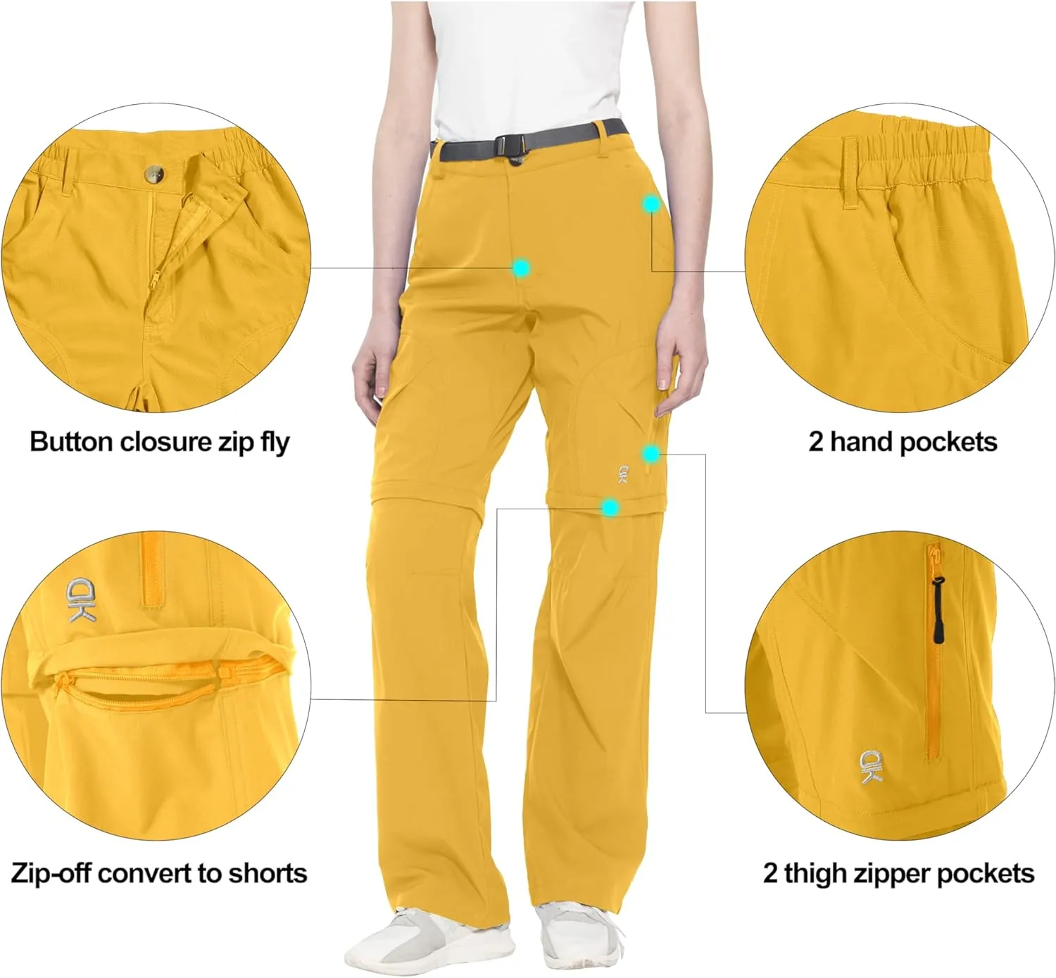 Little Donkey Andy Women's Convertible Hiking Pants Quick Dry Zip Off Shorts Lightweight Fishing Travel Trousers