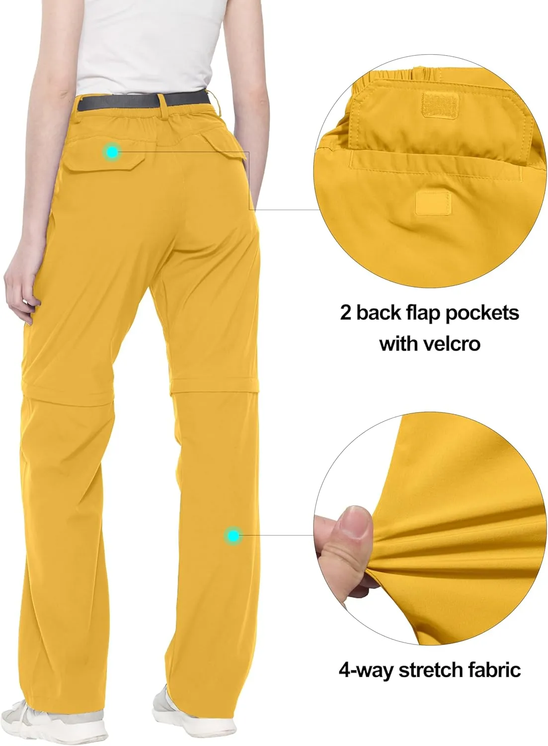 Little Donkey Andy Women's Convertible Hiking Pants Quick Dry Zip Off Shorts Lightweight Fishing Travel Trousers