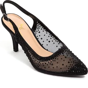 Lola Embellished Pointed Toe Slingback Pump