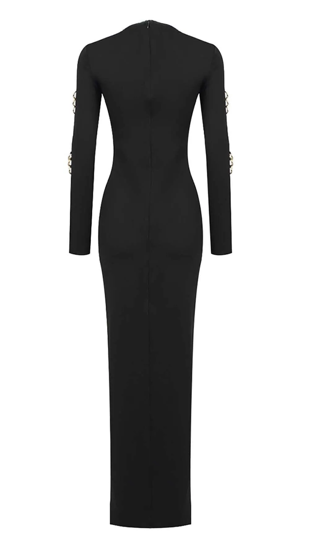 Long Sleeve EmbelliShed Maxi Dress In Black
