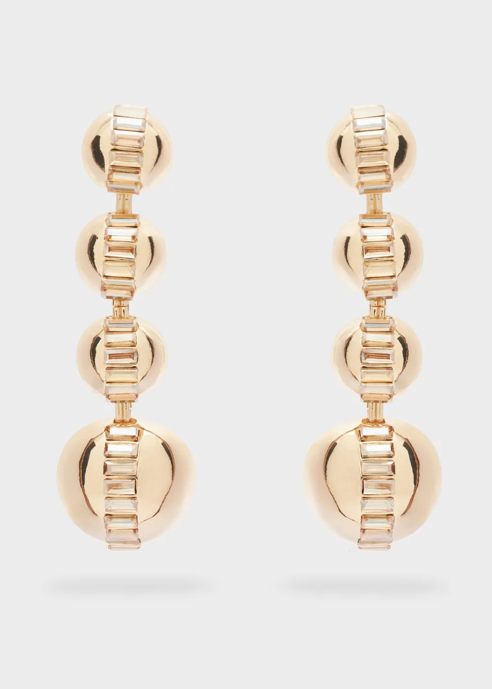 LONG SPHERE EARRINGS SHINY GOLD CLIP