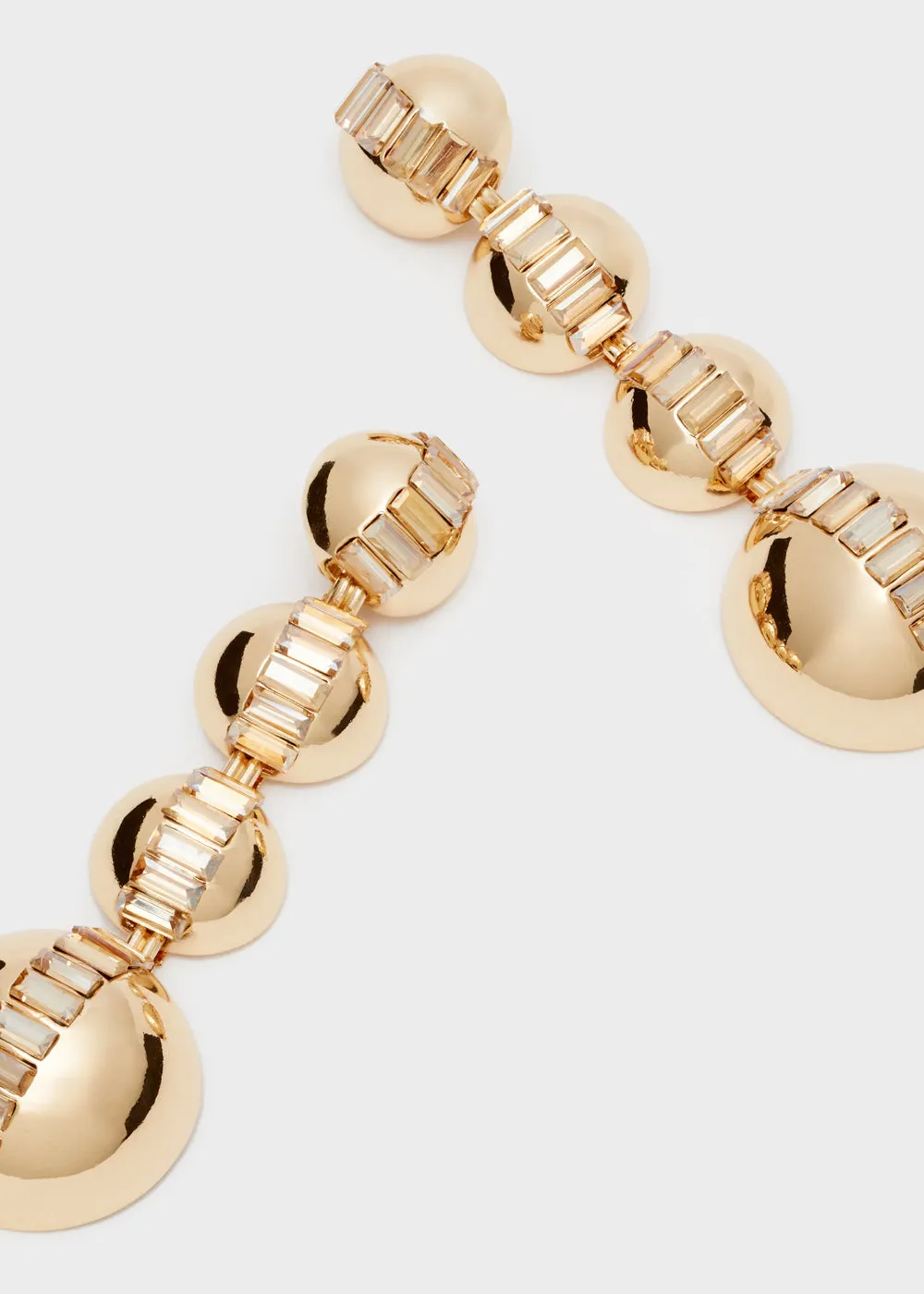 LONG SPHERE EARRINGS SHINY GOLD CLIP