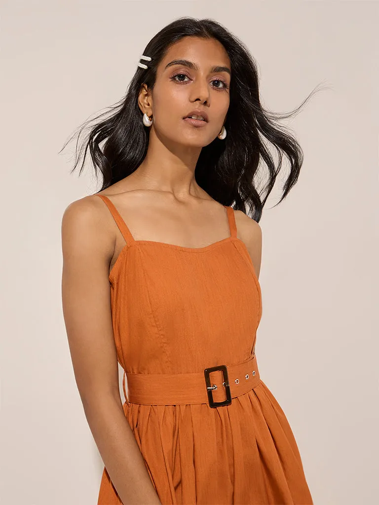 LOV Orange Sail-Themed A-Line Dress with Belt