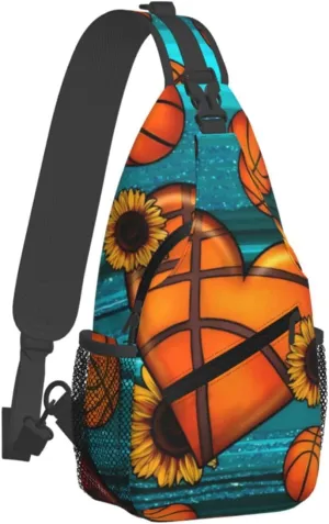 Love Lips Leopard Basketball Chest Bags Crossbody Sling Bag Shoulder Bag Travel Hiking Daypack For Men Women