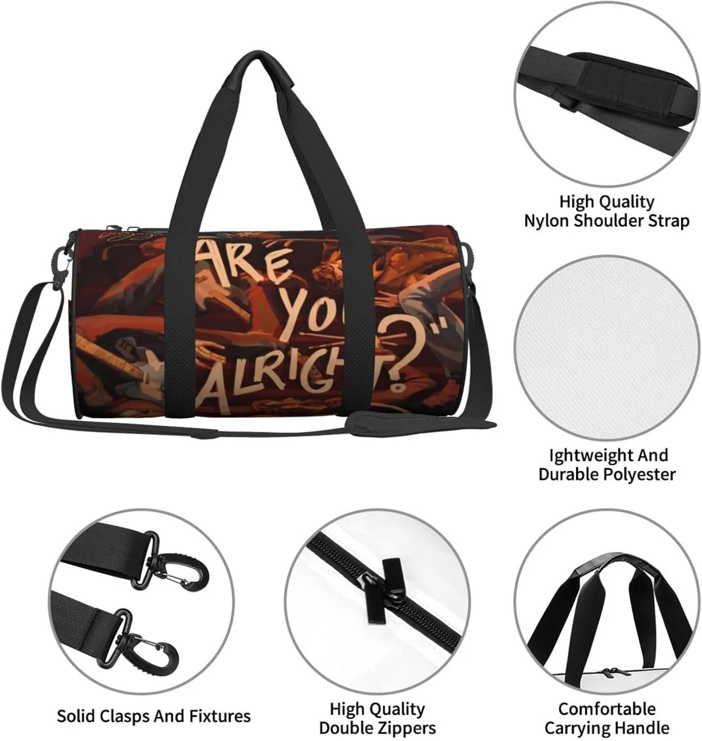 Lovejoy are you alright Duffel Bag Large Capacity Portable Round Travel bag,Travel Sports Bag for Men and Women One Size