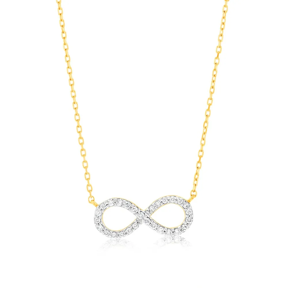 Luminesce Lab Grown Infinity Diamond Pendant in 9ct Yellow Gold