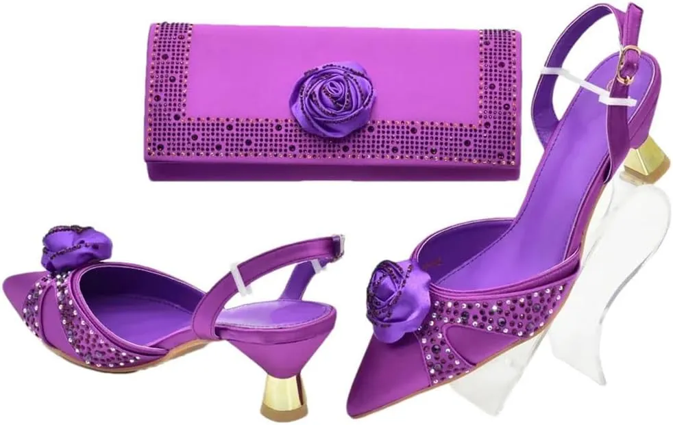 Luxury Bridal Shoes Bag Sparkling Wedding Party Pumps Evening Purse