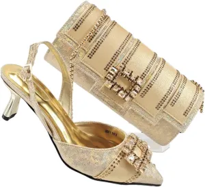 Luxury Dew Design Italian Leather Sandals Diamond Handbag Women Shoes Set